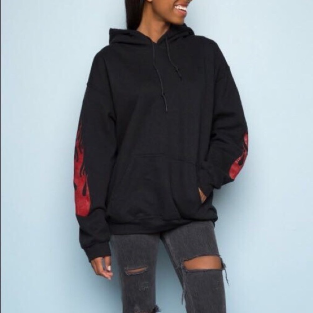 Christie Black Flames Hoodie Brandy Melville